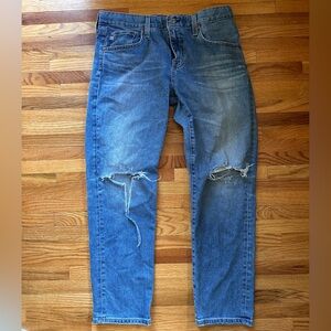 AG Ex Boyfriend Slim Distressed Blue Jeans